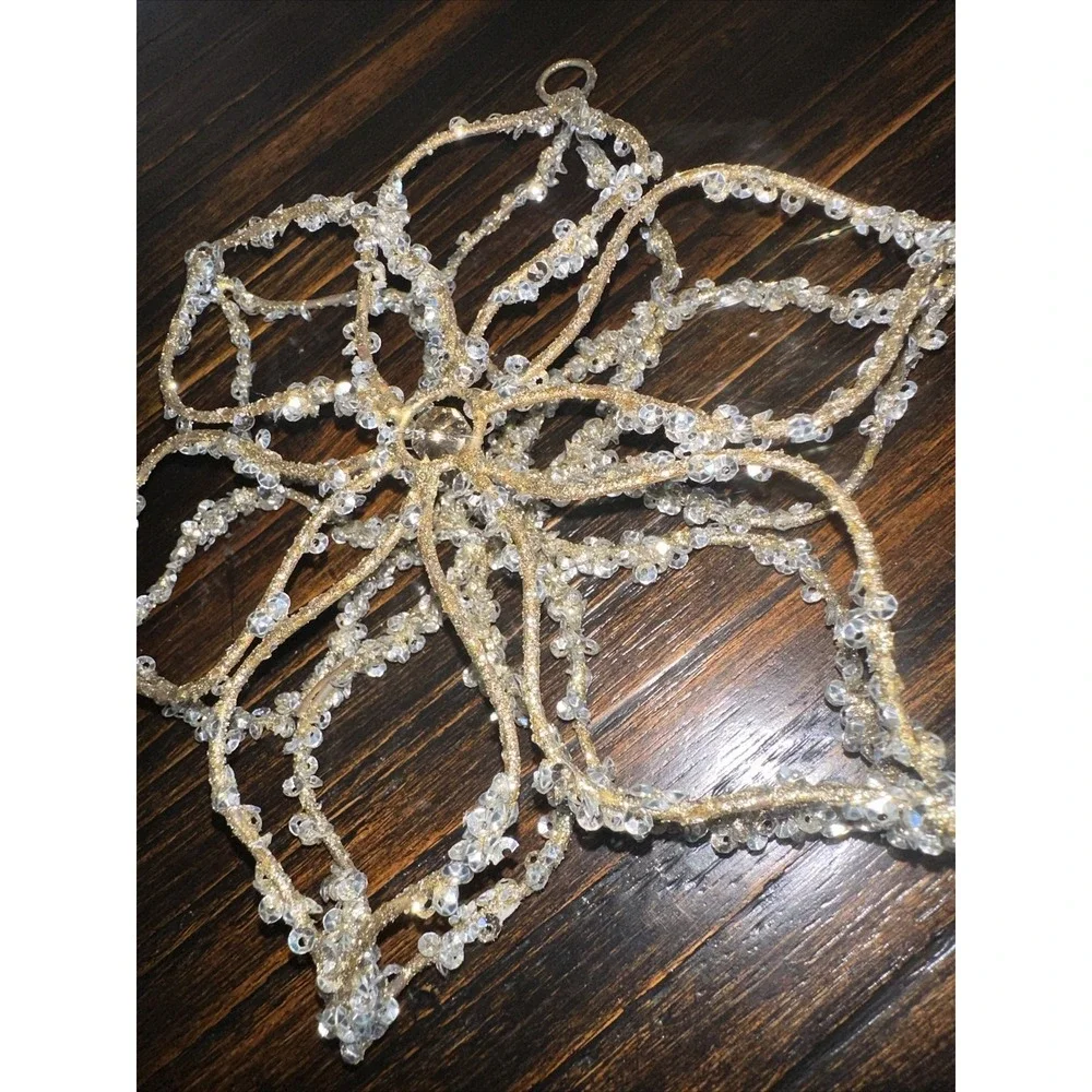 Sequined Snowflake Christmas Tree Ornament with Center Gem 9